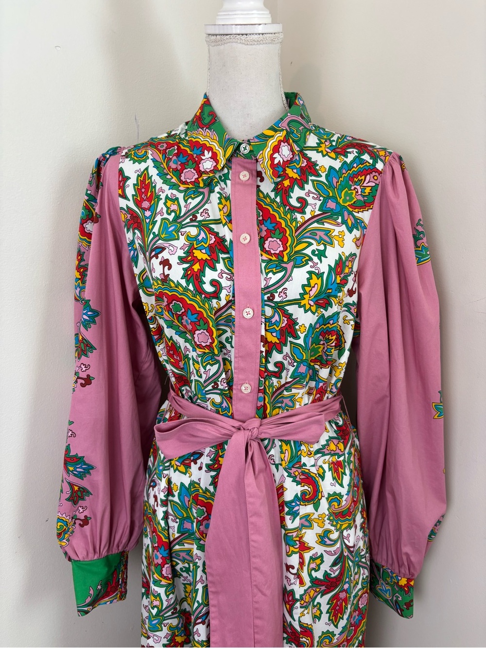 Boden Cotton Maxi Paisley Print Shirtdress Size 14R - Picture 4 of 13